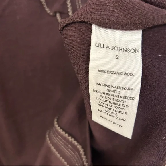 ULLA JOHNSON Asha ruffled organic wool top in Merlot Size S